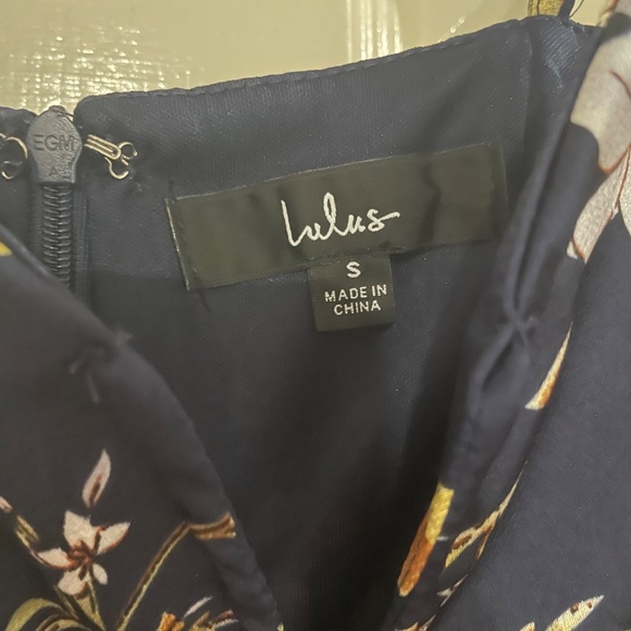 Lulus My Favorite Day Navy Blue Floral Print Tulip Skirt Midi Dress - Size S - Picture 6 of 6